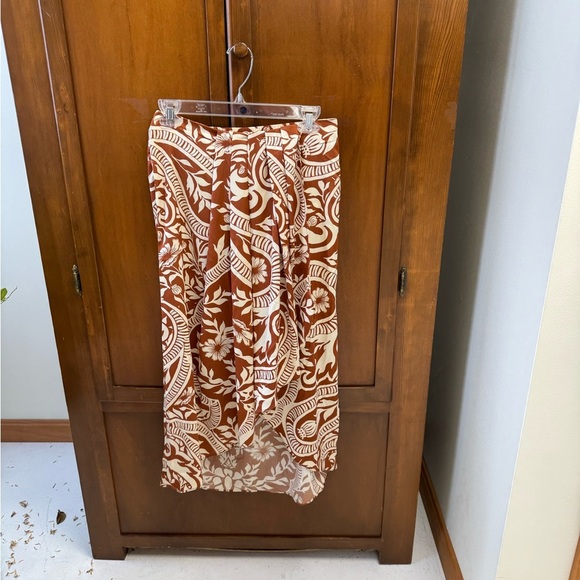 Joie silky poly tiered skirt high low hem front ruching elastic back waist SM - Picture 1 of 8